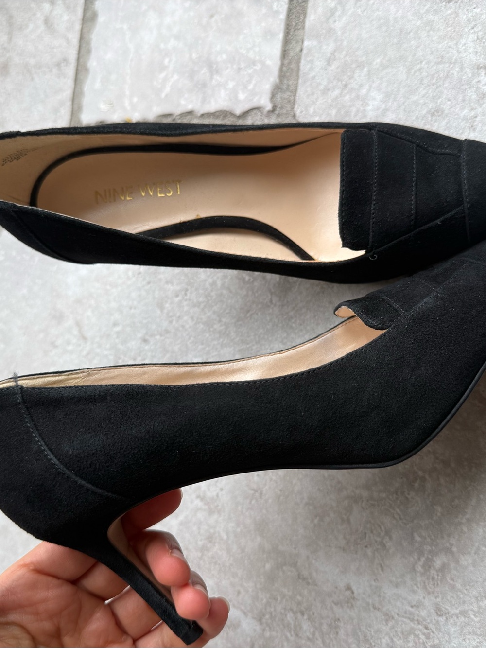 Nine West Black Suede Pointed Pump Heels
